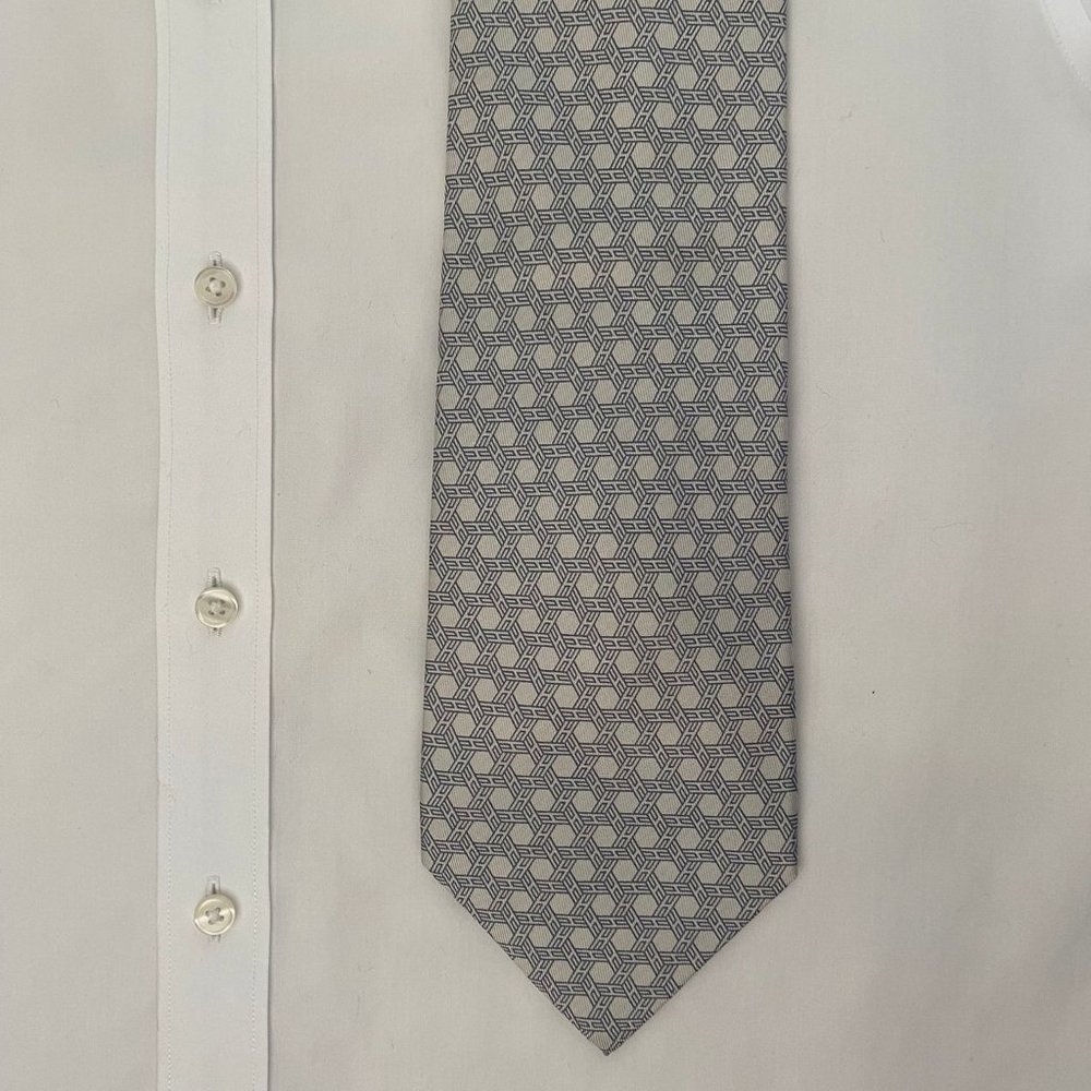 Grey Hermes Silk Tie